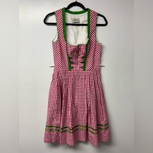 Landhaus Dirndl Dress Red White Gingham German Oktoberfest Trachten US 6 P